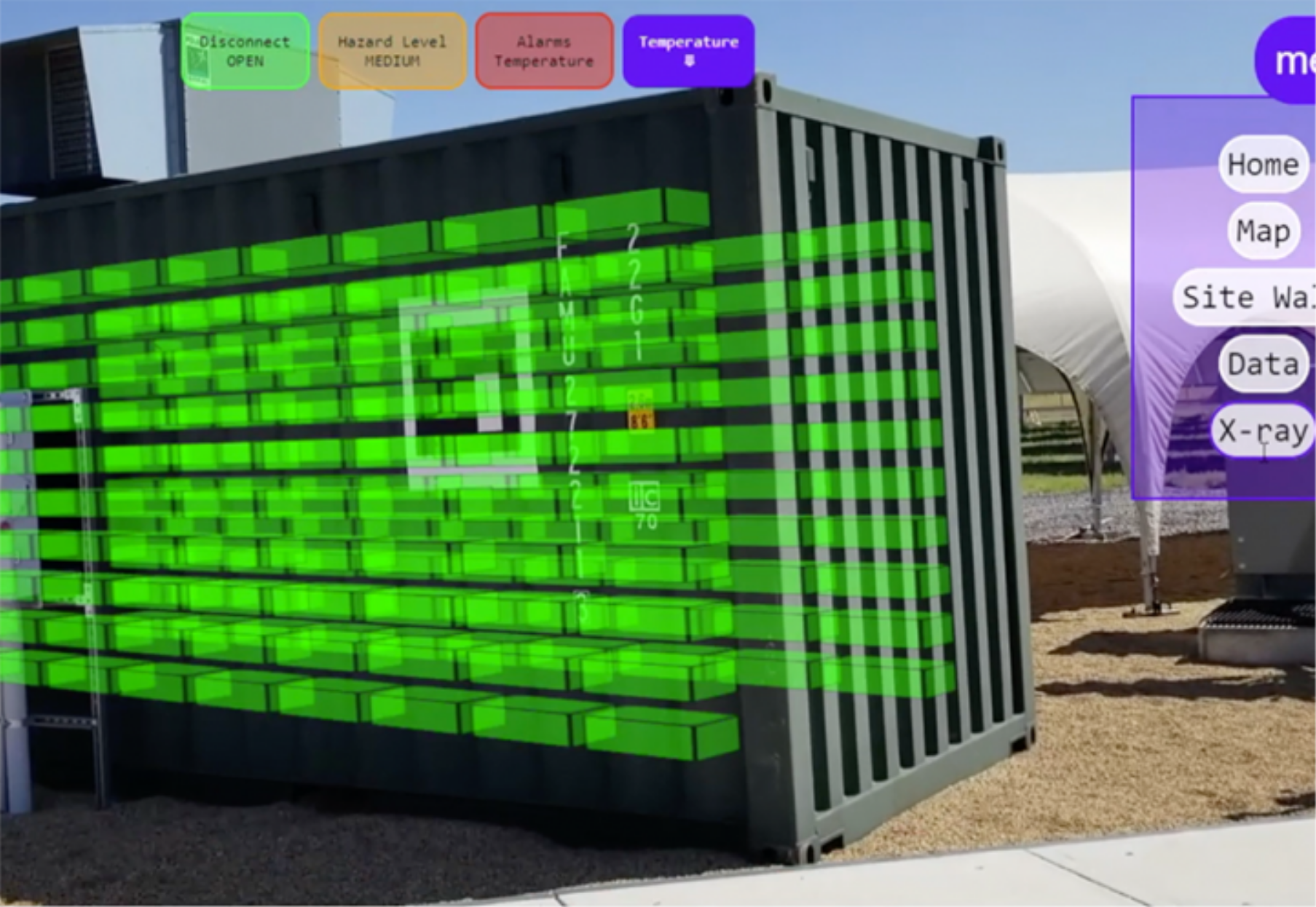 Energy storage facility with AR overlay